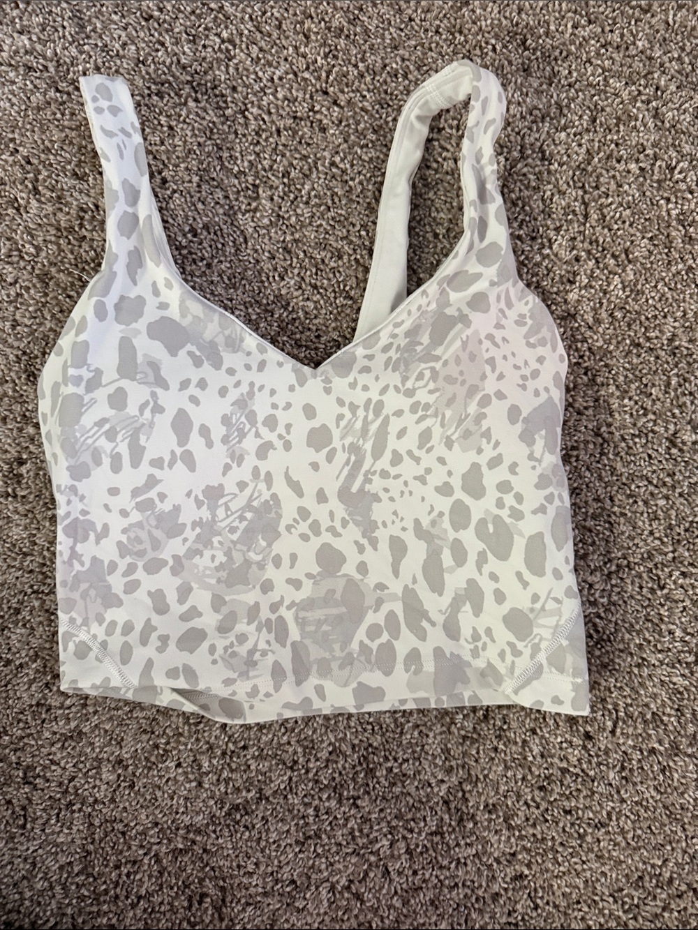 lululemon athletica Light Gray and White Printed Cropped Tank Top